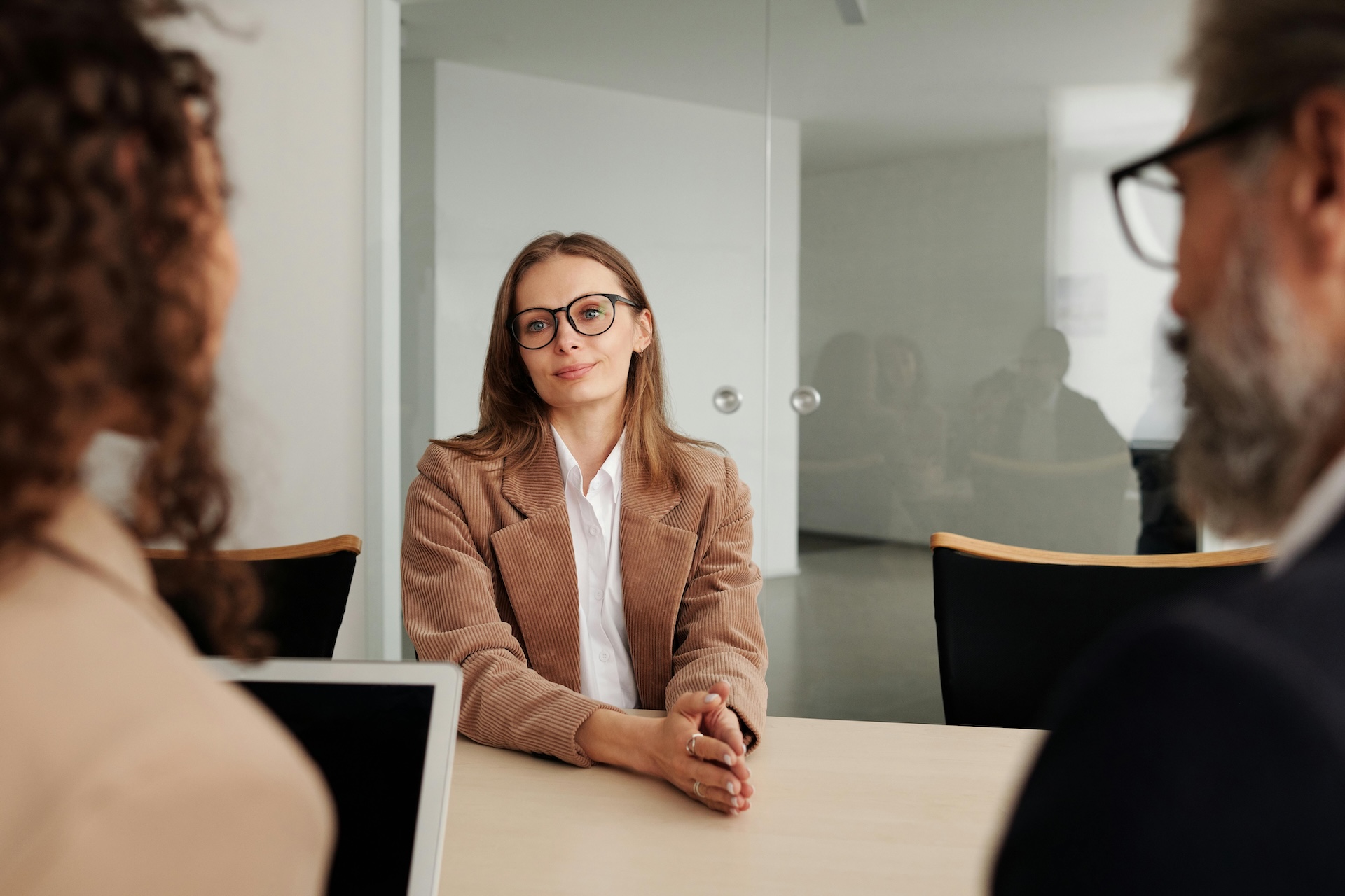 job candidate siting in an interview